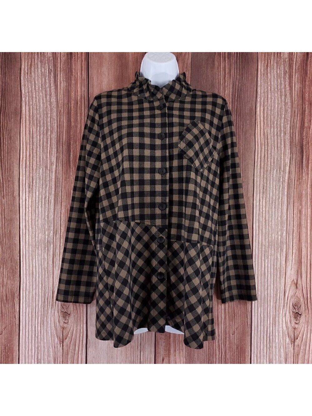 NWT Terra SJ Apparel Womens Size Small Taupe Button Front Shirt Tunic Top $113